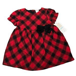 Carter’s Red And Black Plaid Short Sleeve Dress, Size 6M, NWT